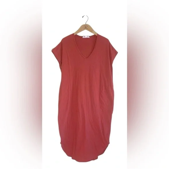 Free People Beach Dress With Pockets Womens Size Small Short Sleeve Burnt Orange - Picture 2 of 10